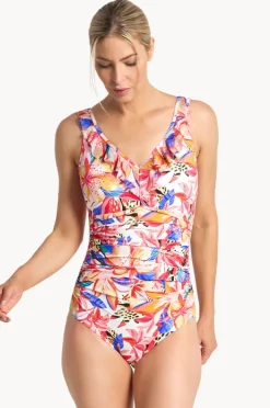 One Pieces|Jantzen Mandalay DD/E Cup Mesh Frill One Piece Blue/natural