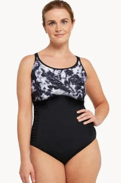 One Pieces|Zoggs Marble Multiway One Piece Black/White