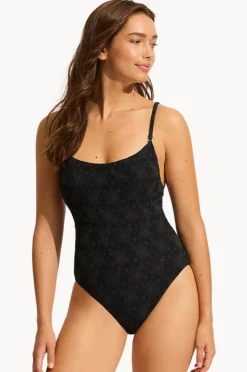 One Pieces|Seafolly Marloe Scoop Neck One Piece Black