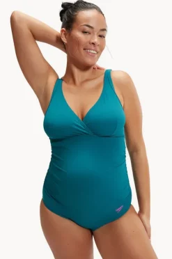 One Pieces|Speedo Maternity V Neck U Back One Piece Teal