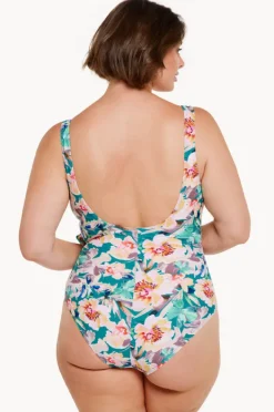 One Pieces|Capriosca Maui Tie Cross Over One Piece Pink/Green
