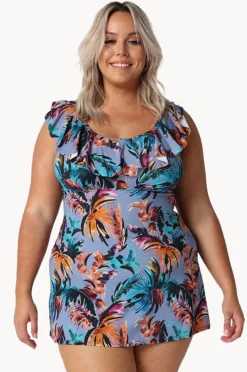 One Pieces|Capriosca Mauritius Frill Swim Dress Dusty blue