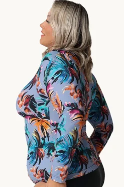 Rashies & Sunsuits|Capriosca Mauritius Long Sleeve Zip Suntop Dusty blue