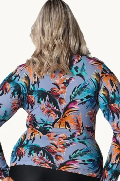 Rashies & Sunsuits|Capriosca Mauritius Long Sleeve Zip Suntop Dusty blue