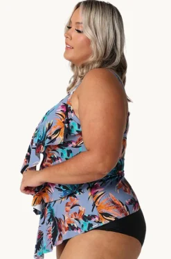 Tankini Tops|Capriosca Mauritius Tiered Frill Tankini Separate Dusty blue