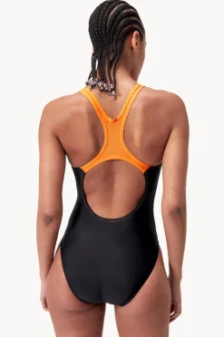 One Pieces|Speedo Medley Logo One Piece Black/Orange