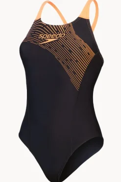 One Pieces|Speedo Medley Logo One Piece Black/Orange