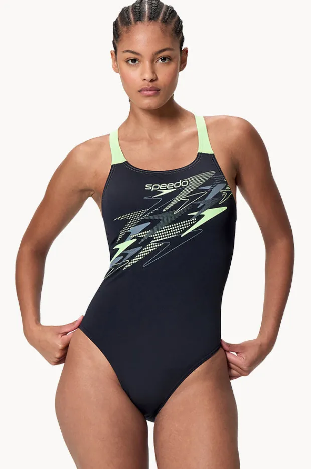 One Pieces|Speedo Medley Logo One Piece Black/green