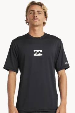 Rashies|Billabong Mens All Day Wave Short Sleeve Suntop Black