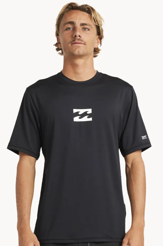Rashies|Billabong Mens All Day Wave Short Sleeve Suntop Black