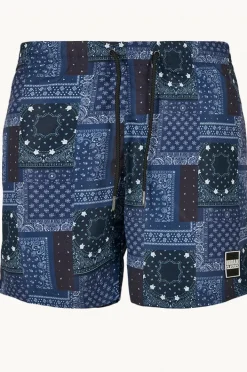 Boardshorts|Urban Classics Mens Bandana Swim Short Navy