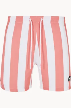 Boardshorts|Urban Classics Mens Bar Stripe Swim Short Pink/white