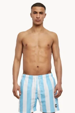 Boardshorts|Urban Classics Mens Bar Stripe Swim Short Blue/white