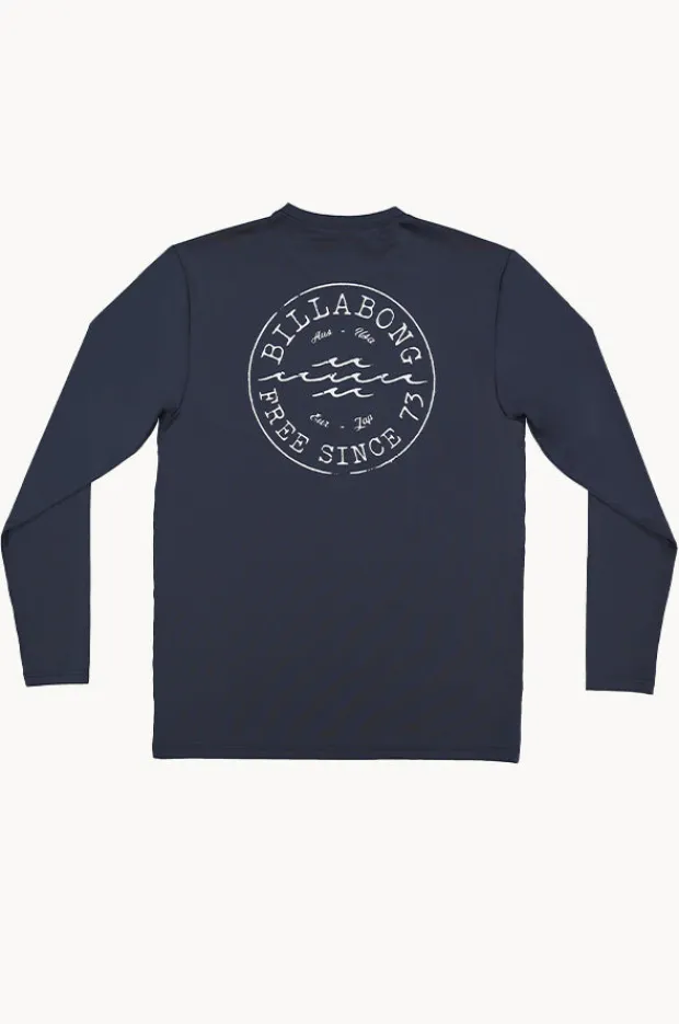 Rashies|Billabong Mens Big Wave Daz Long Sleeve Suntop Navy