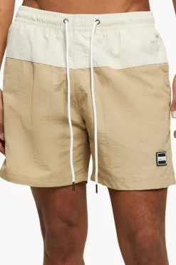 Boardshorts|Urban Classics Mens Block Swim Short Beige