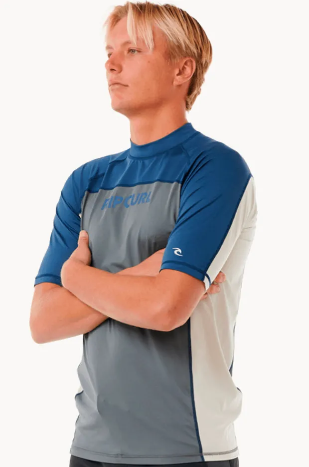 Rashies|Rip Curl Mens Drive Short Sleeve Suntop Navy