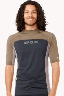 Rashies|Rip Curl Mens Drive Short Sleeve Suntop Rock