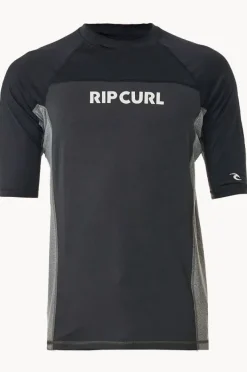 Rashies|Rip Curl Mens Drive Short Sleeve Suntop Black