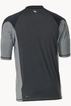 Rashies|Rip Curl Mens Drive Short Sleeve Suntop Black