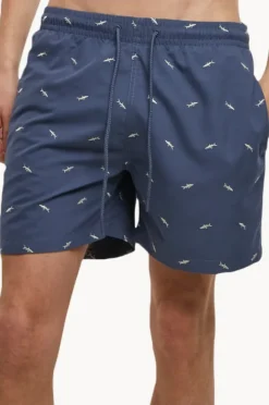 Boardshorts|Urban Classics Mens Embroidery Swim Short Vintage Blue