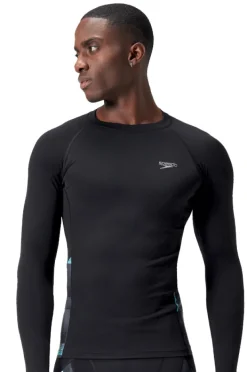 Rashies|Speedo Mens Endurance+ Splice Suntop Black/Charcoal
