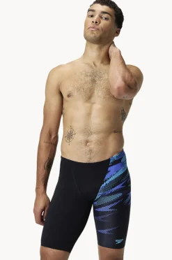 Jammers|Speedo Mens Hyperboom V Cut Jammer Black/Cobalt