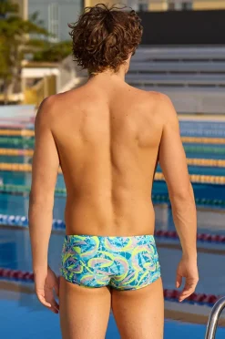 Trunks|Funky Trunks Mens Ice Slicer Trunk Blue/yellow