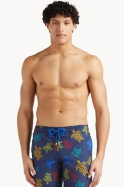 Boardshorts|Vilebrequin Mens Knit Turtle Swim Short Navy