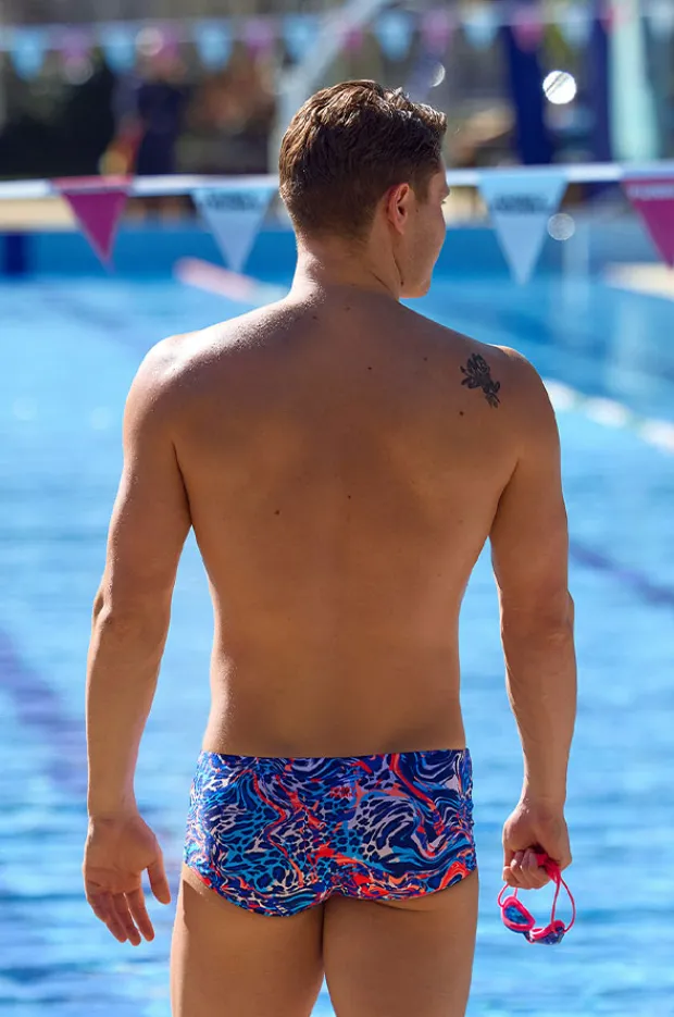 Trunks|Funky Trunks Mens Mad Cat Trunk Blue/orange