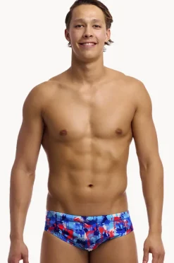 Briefs|Funky Trunks Mens Messy Messy Messy Brief Blue/red