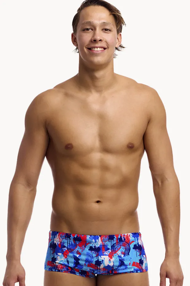 Trunks|Funky Trunks Mens Messy Messy Messy Trunk Blue/red