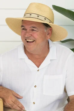 Headwear|Sundaise Mens Palm Band Panama Hat Natural