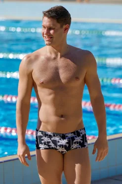 Trunks|Funky Trunks Mens Palm Night Trunk Black/white