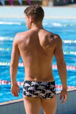 Trunks|Funky Trunks Mens Palm Night Trunk Black/white