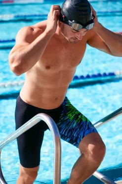Jammers|Speedo Mens Placement V Cut Jammer Black/green