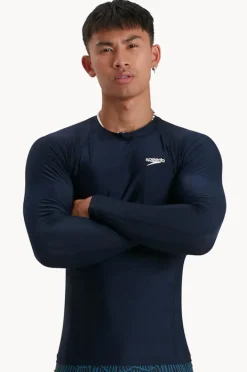 Rashies|Speedo Mens Plain Long Sleeve Suntop Navy
