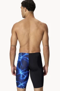 Jammers|Speedo Mens Print V-Cut Jammer Black/Blue