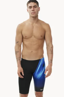 Jammers|Speedo Mens Rapture Glow V Cut Jammer Black/cobalt