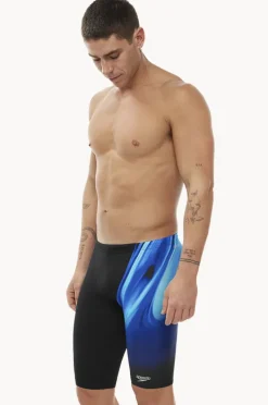 Jammers|Speedo Mens Rapture Glow V Cut Jammer Black/cobalt