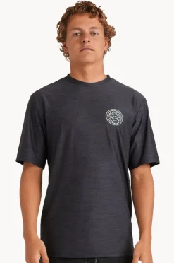 Rashies|Billabong Mens Rotor Shoreline Short Sleeve Suntop BLACK