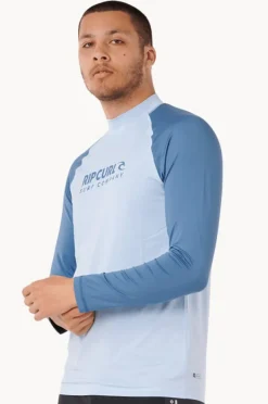 Rashies|Rip Curl Mens Shock Long Sleeve Suntop Blue
