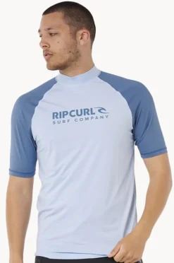 Rashies|Rip Curl Mens Shock Short Sleeve Suntop Blue