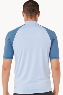 Rashies|Rip Curl Mens Shock Short Sleeve Suntop Blue
