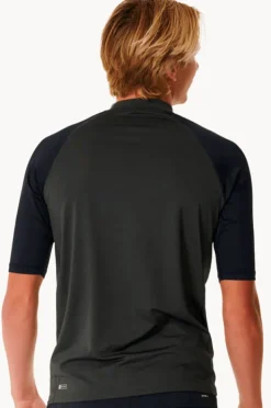 Rashies|Rip Curl Mens Shock Short Sleeve Suntop Black