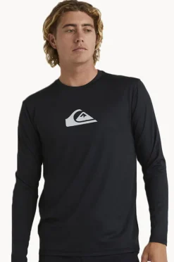 Rashies|Quiksilver Mens Solid Streak Suntop BLACK
