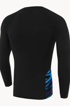 Rashies|Speedo Mens Splice Long Sleeve Suntop Black/Cobalt