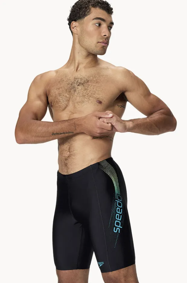 Jammers|Speedo Mens Sport Logo Jammer Black/Blue