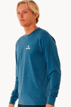 Rashies|Rip Curl Mens Stack Long Sleeve Suntop Navy marle