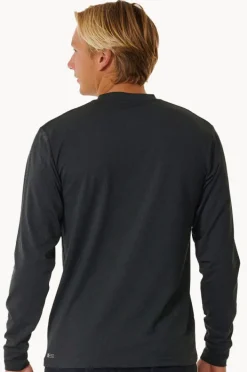 Rashies|Rip Curl Mens Stack Long Sleeve Suntop Black