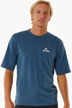 Rashies|Rip Curl Mens Stack Short Sleeve Suntop Navy marle